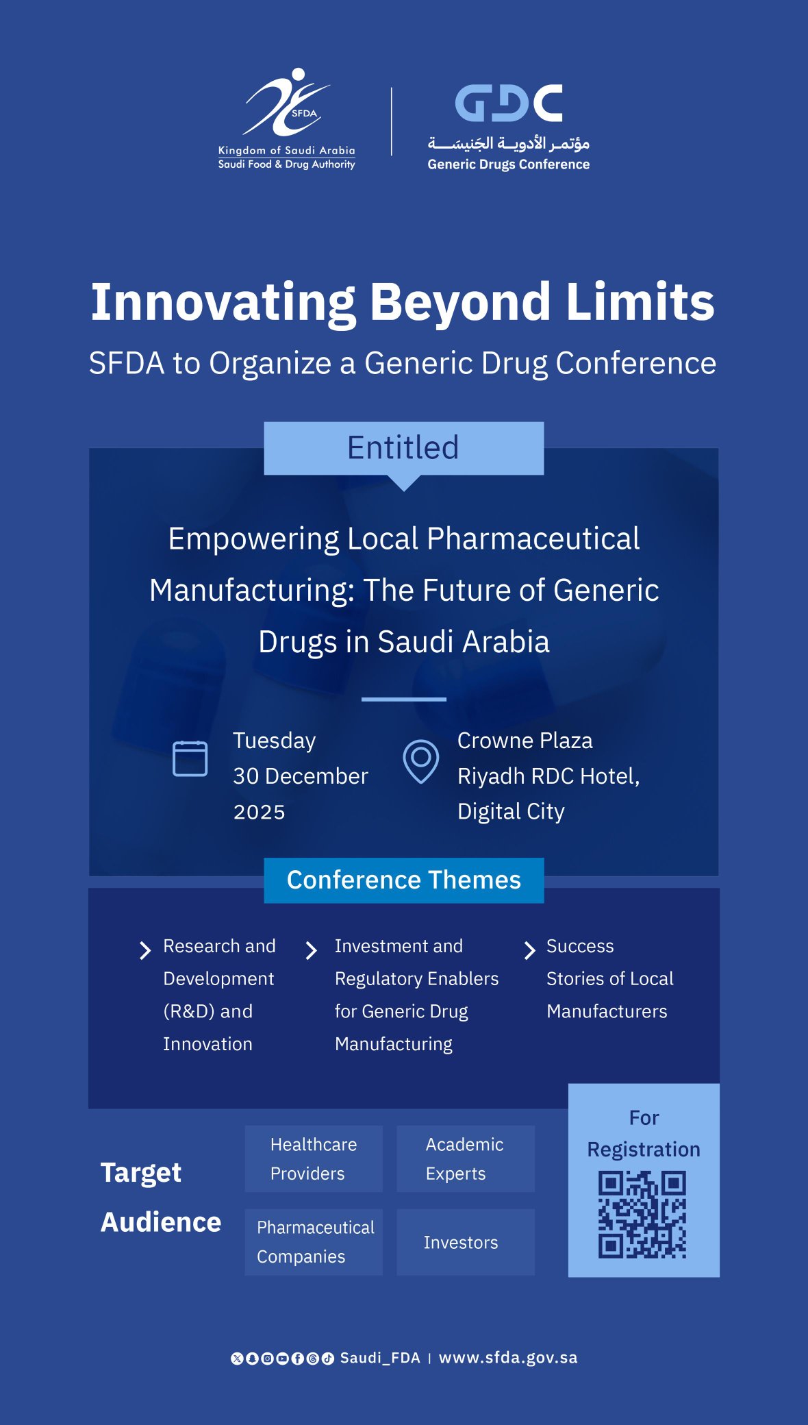 SFDA’s generic drug conference in Riyadh to empower local pharmaceutical manufacturing