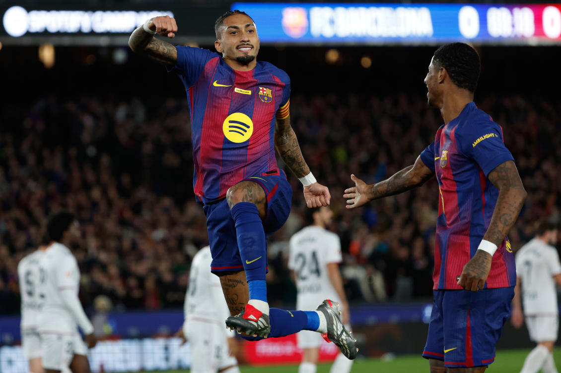 Raphinha double helps Barcelona overcome resilient Osasuna