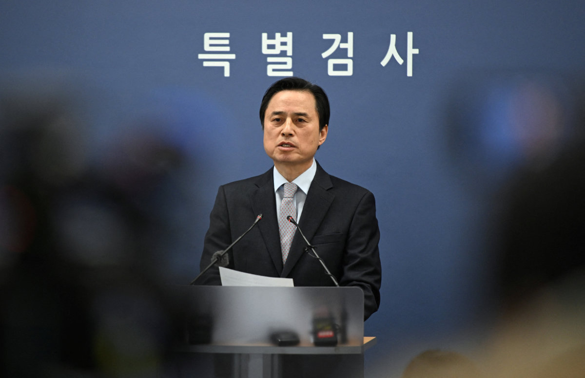 South Korean special prosecutor Cho Eun-seok speaks as he announces the results of its investigation into insurrection charges related to former President Yoon Suk Yeol at the Seoul High Prosecutors' Office in Seoul on Dec. 15, 2025. (Pool via REUTERS)