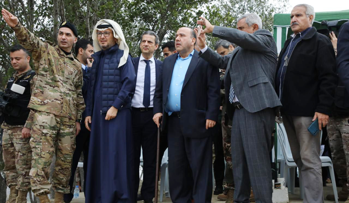 The diplomats inspected several army positions deployed along the forward edge, including the town of Aita Al-Shaab and the Wadi Zibqin area, where a Hezbollah facility had previously been located. (Supplied)