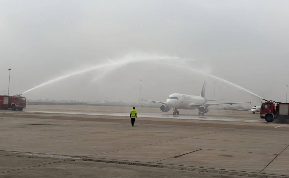 Iraq’s transport ministry said Tuesday that a flight operated by Greece’s Aegean Airlines had been the first European aircraft in 35 years to land at Baghdad’s international airport. (X/@PeregrafNews)