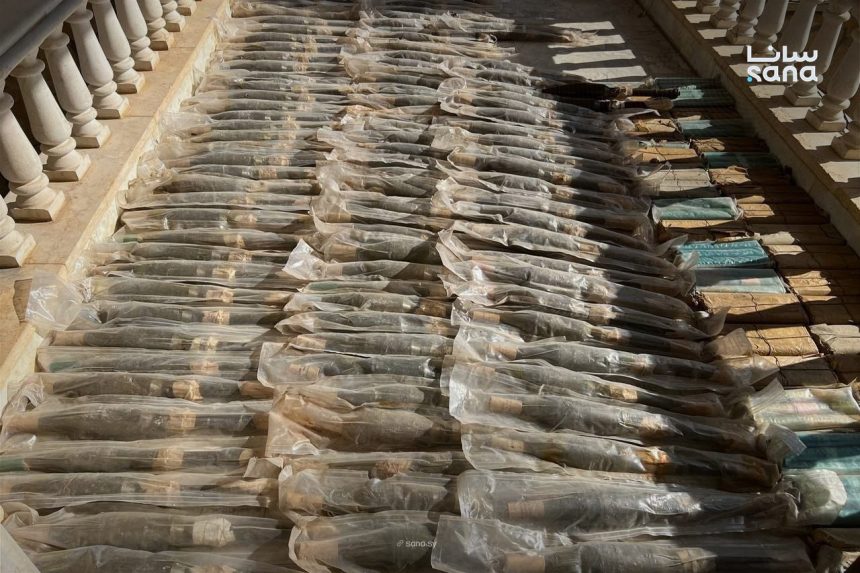 Authorities found and confiscated a large quantity of RPG shells concealed in an organized manner. (SANA)