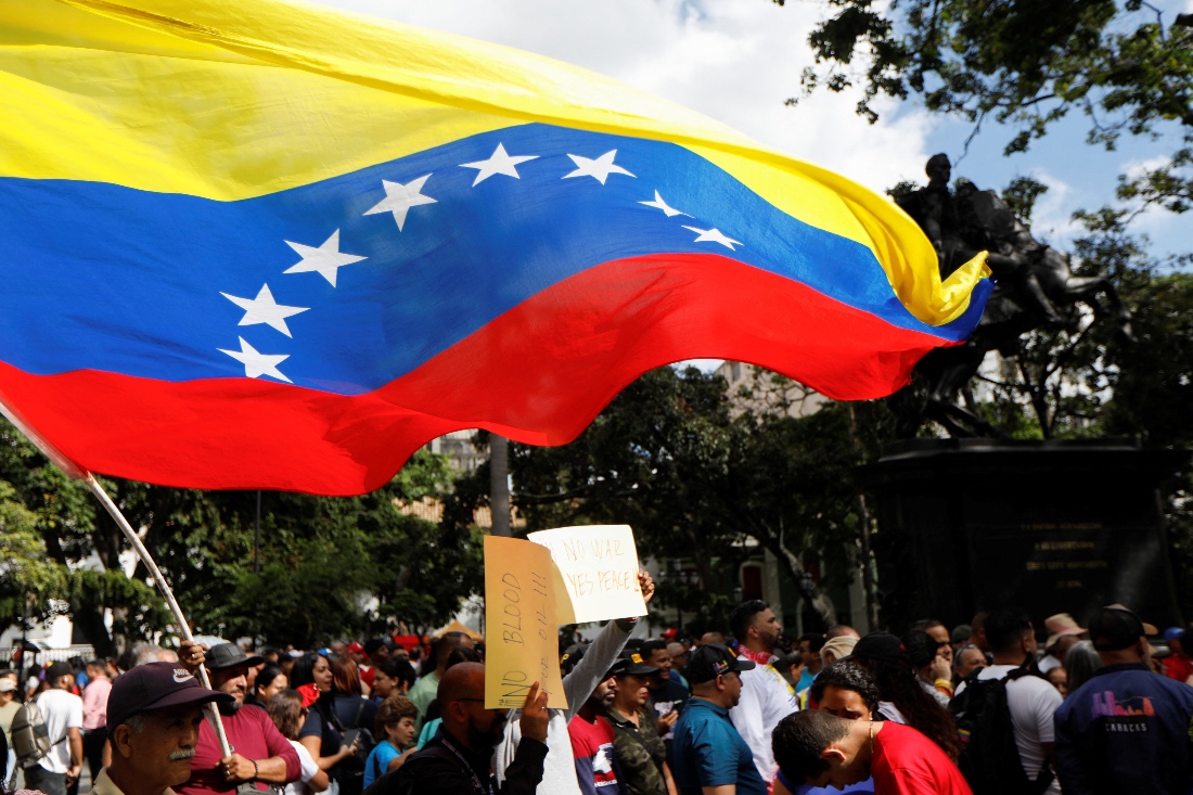 Protest against U.S. President Trump's order to blockade sanctioned oil tankers entering and leaving Venezuela, in Caracas, Venezuela. (Reuters)