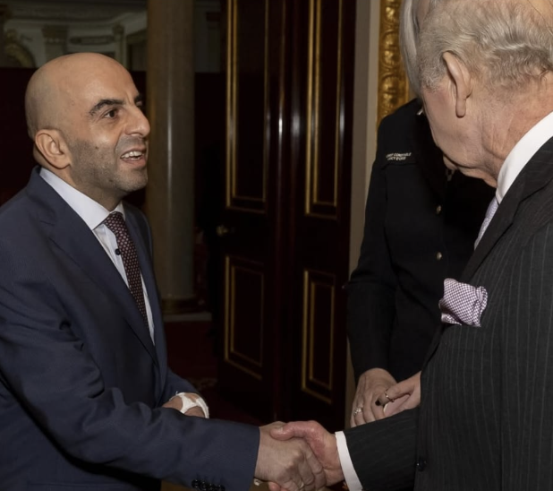 King Charles met “heroic ” British-Arab train guard Samir Zitouni at a reception at Buckingham Palace on Wednesday. (Instagram/@theroyalfamily)