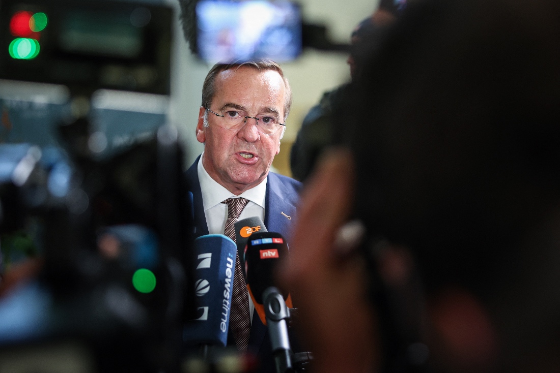 German Defence Minister Boris Pistorius gives a statement before he leaves a meeting of the State Premiers of Germany's eastern federal states at Ettersburg Castle near Weimar, eastern Germany. (AFP)