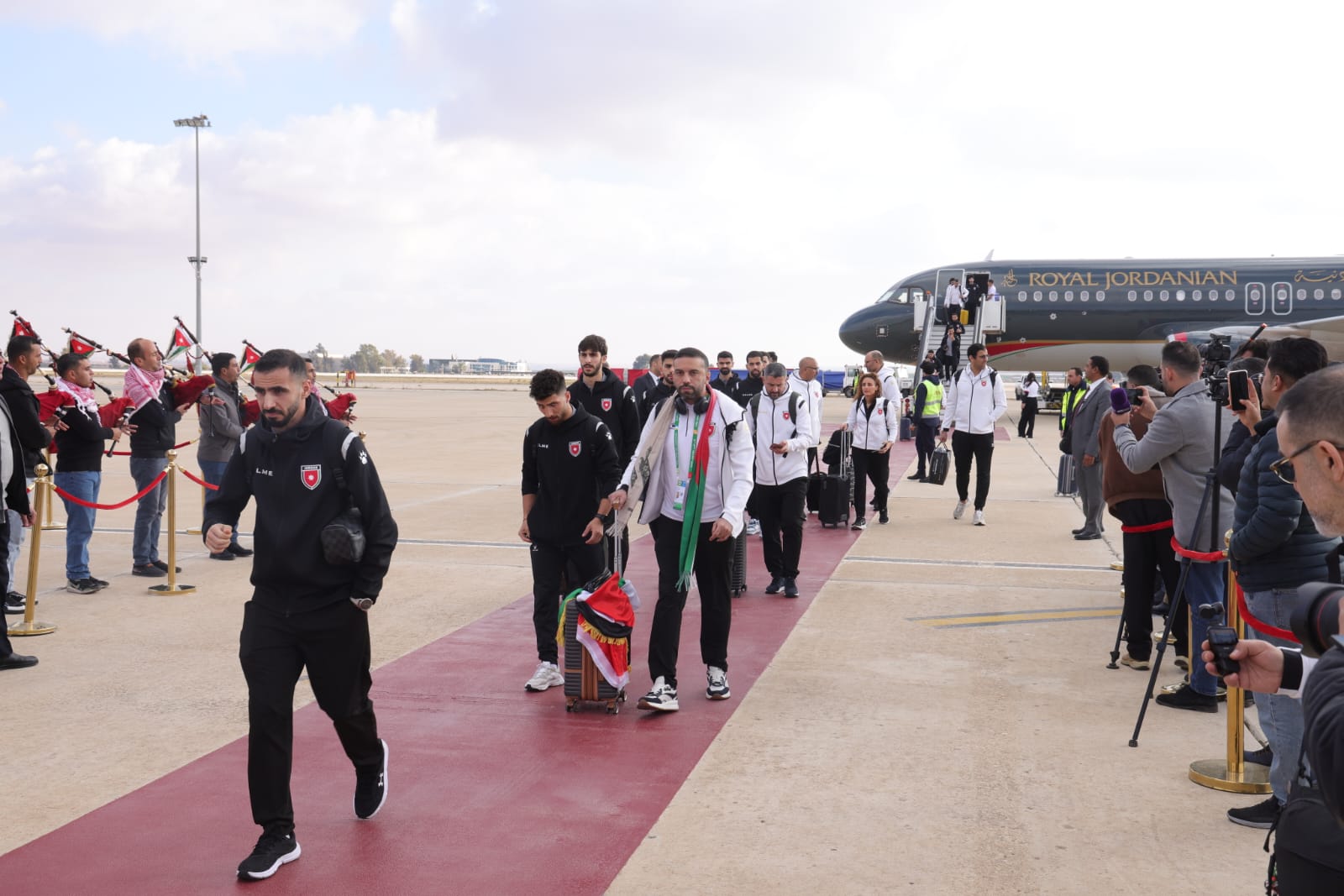 Jordan’s national football team returned home on Friday after finishing second at the 2025 Arab Cup in Qatar. (Jordan News Agency)