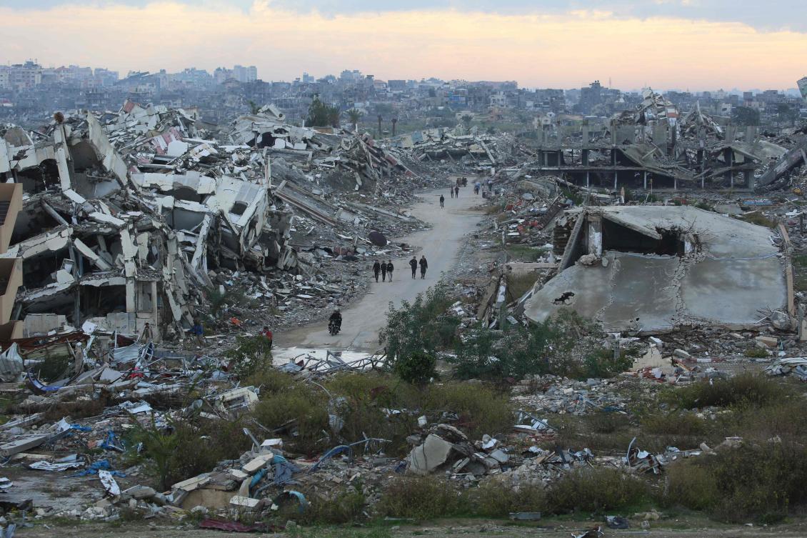 A general view of destroyed houses in Nuseirat camp in the central Gaza Strip on Dec. 19, 2025. (AFP)