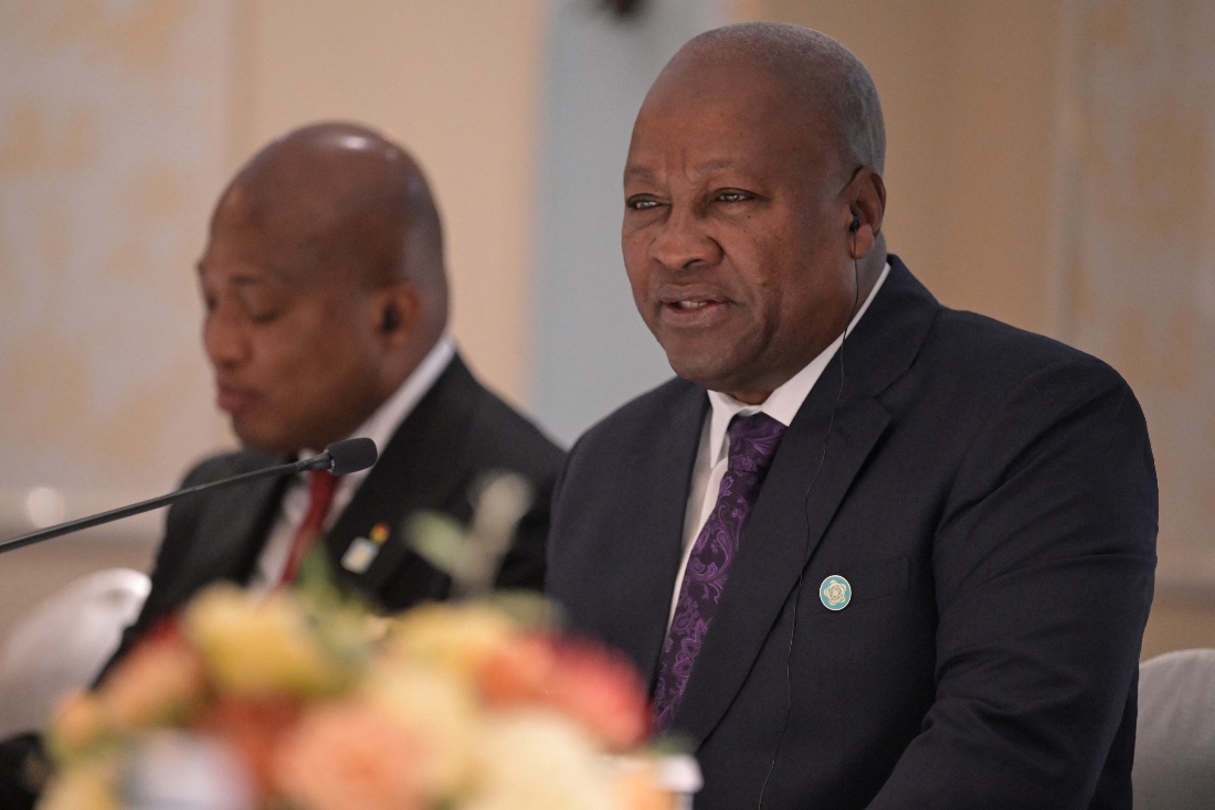 Ghana's President John Dramani Mahama speaks during a meeting on the sidelines of the 9th Tokyo International Conference on African Development in Yokohama, Tokyo. (AFP)