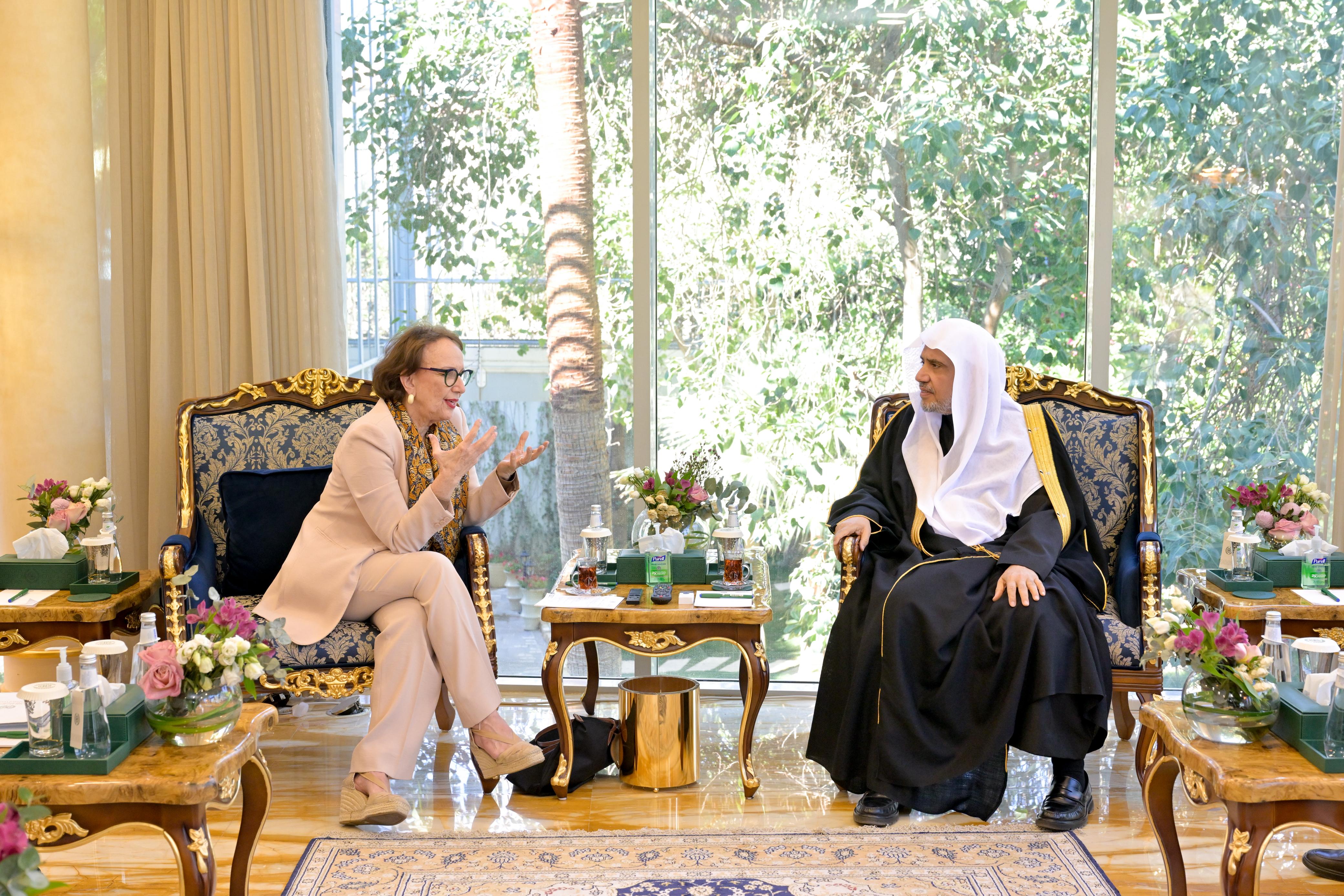 The Secretary-General of the Muslim World League Sheikh Dr. Mohammed bin Abdulkarim Al-Issa met with the Secretary-General of the United Nations Conference on Trade and Development (UNCTAD) Rebeca Grynspan. (Supplied)