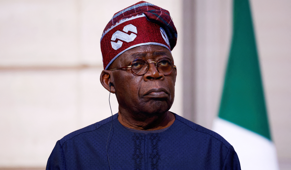 Nigerian president Bola Tinubu gives a press conference following his meeting with his French counterpart at the Elysee palace in Paris, on November 28, 2024. (AFP)