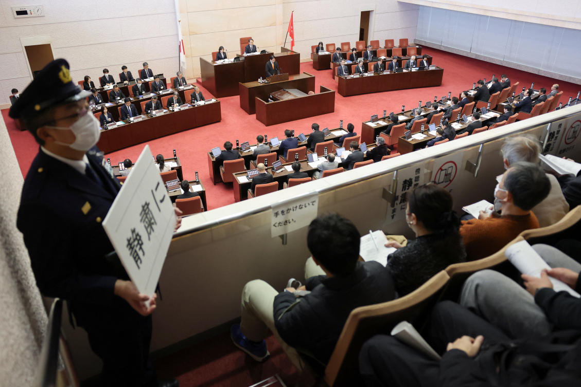 Niigata Prefectural Assembly lawmakers take part in a vote on a partial restart of the Tokyo Electric Power Company's (TEPCO) Kashiwazaki Kariwa Nuclear Power Plant, in Niigata, Japan December 22, 2025. (REUTERS)