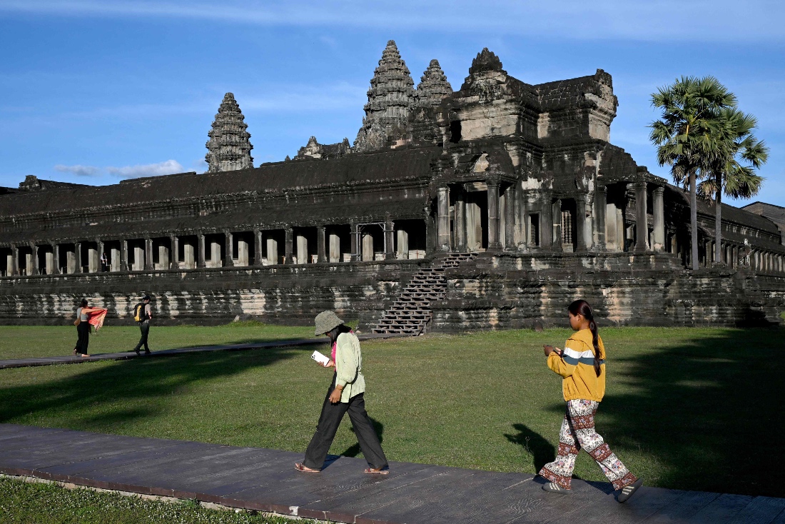Tourists visiting the Angkor Wat temple in Siem Reap province, Cambodia. (AFP)