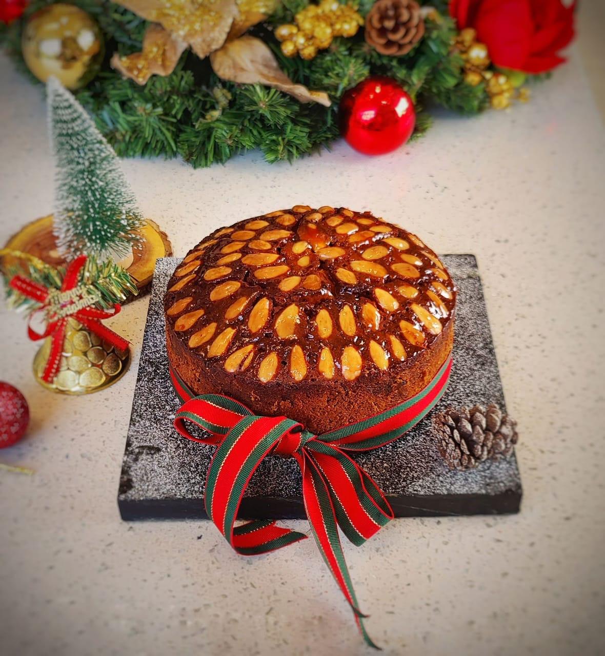 The festive plum cake made with dates by chef Reda Al-Amri. (Supplied)