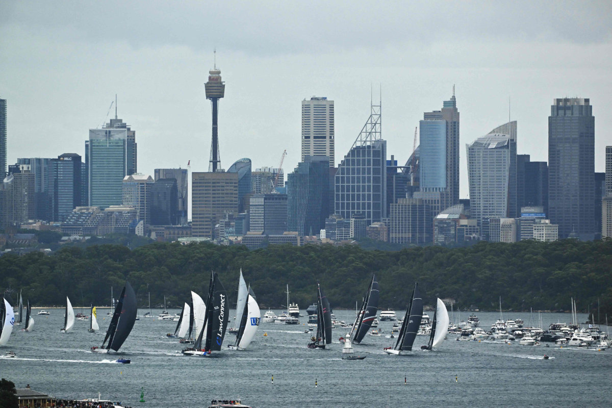 Yachts compete at the start of the annual Sydney to Hobart yacht race on Boxing Day at Sydney Harbor on Friday. (AFP)