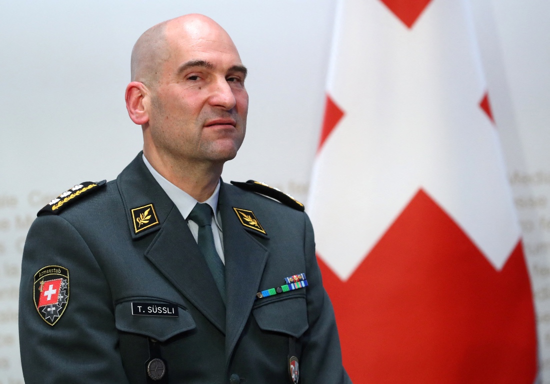 A photo taken in 2020 shows Lieutenant General Thomas Suessli, Chief of the Armed Forces of the Swiss Army, at a news conference in Bern, Switzerland. (Reuters)