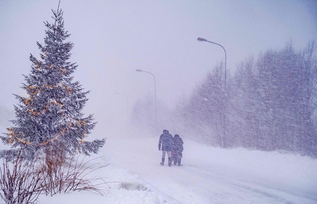 Strong winds hits Vasterbotten and the northern mountain areas at Hemavan in Sweden. (AFP)