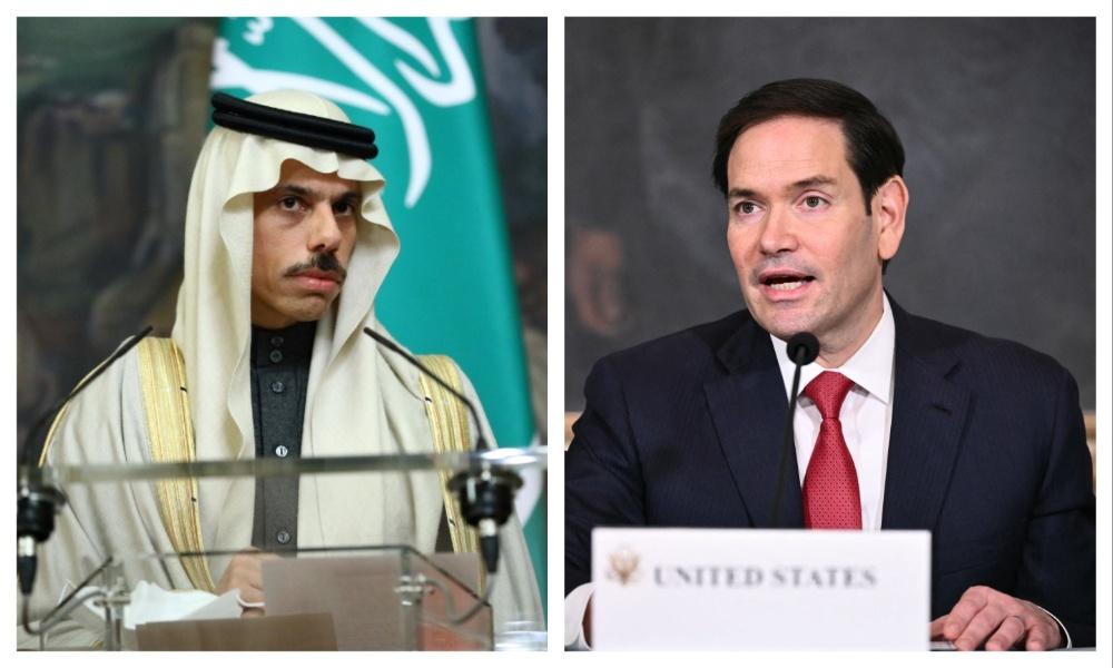 Saudi Foreign Minister Prince Faisal bin Farhan and US Secretary of State Marco Rubio. (File/AFP)