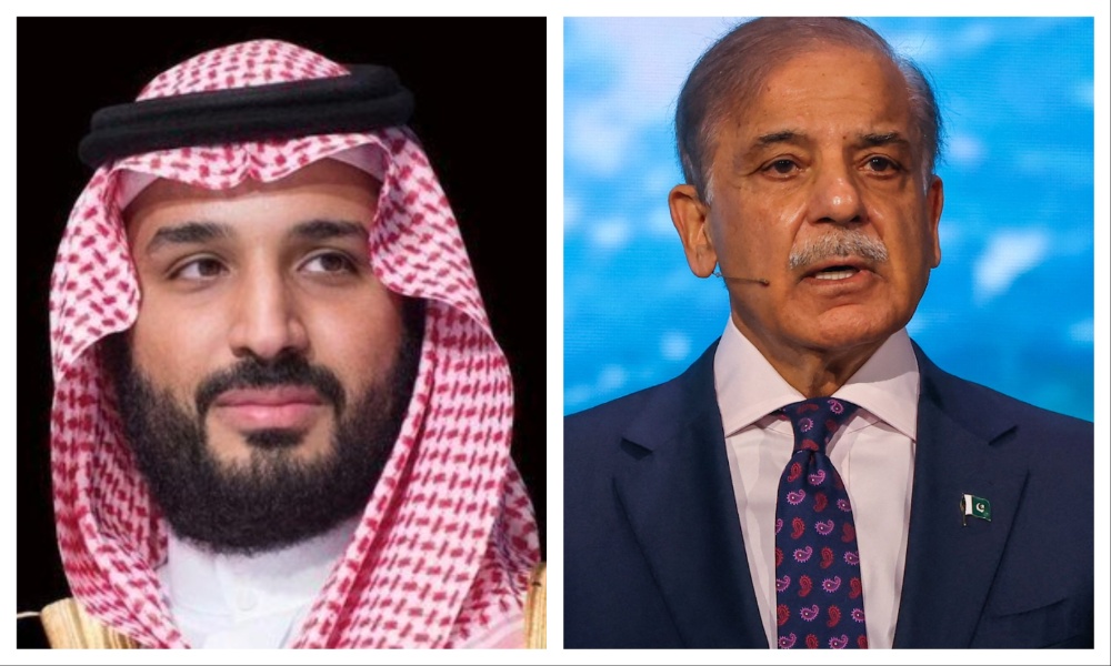 Saudi Crown Prince Mohammed bin Salman received a phone call from Pakistani Prime Minister Shehbaz Sharif on Wednesday. (File/SPA/AFP)