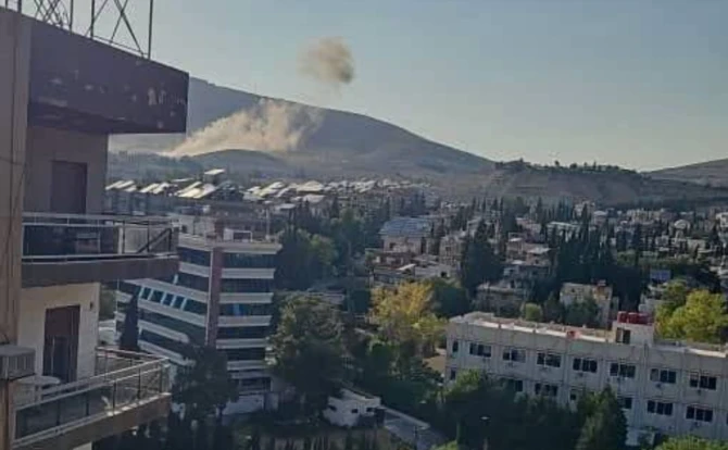 Shells of unknown origin fell in the vicinity of Syria's Mezzah airport in the capital Damascus on Tuesday, the state-run Al Ekhbariya TV reported. (Screenshot/X)