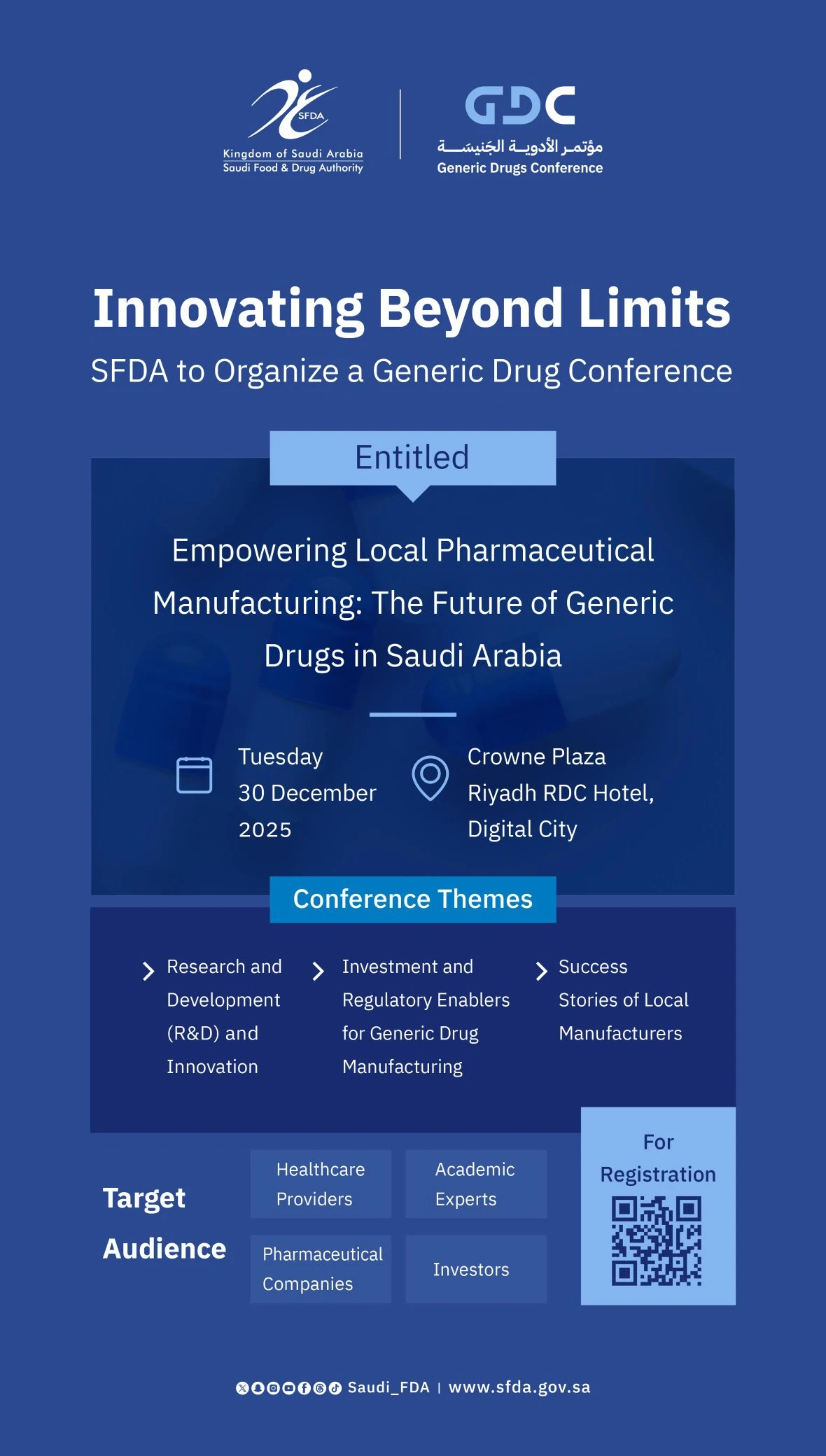 SFDA’s generic drug conference in Riyadh to empower local pharmaceutical manufacturing