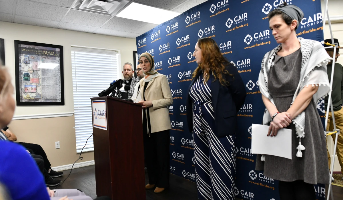 Hiba Rahim, interim executive director of CAIR-Florida, speaks during a press conference in response to Florida Governor Ron DeSantis designating the Council on American-Islamic Relations as a "foreign terror organization," at their headquarters in Tampa, Florida, U.S., December 9, 2025. (REUTERS)