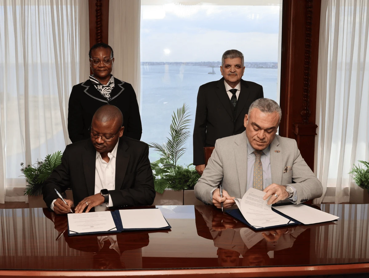 Osama Rabie witnesses the signing of the MoU with the Namibian Ports Authority. SuezCanalAuthorityEG/Facebook