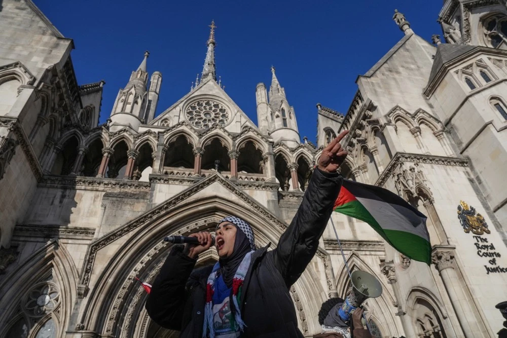 The arrests came hours after police in London and Manchester, England, announced a crackdown on protesters using slogans such as “globalize the intifada.” (AFP/File)