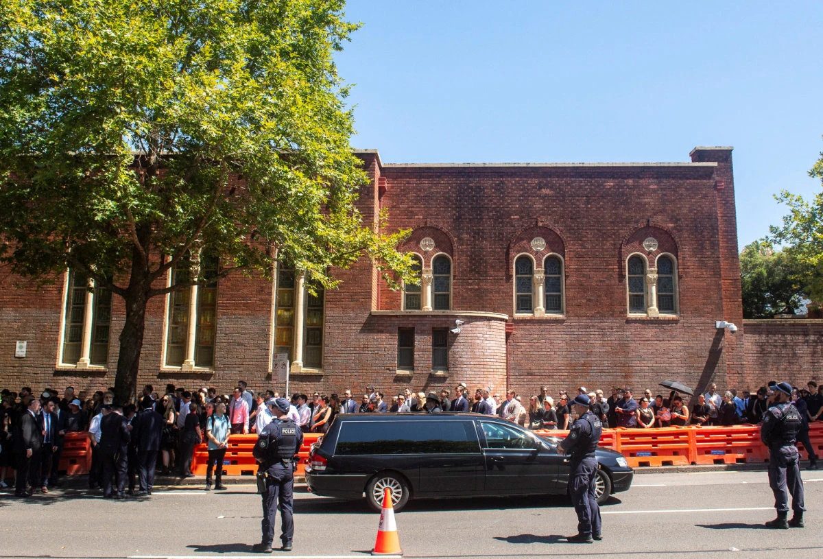 Mourners attend the funeral in Sydney on December 19, 2025, of husband and wife Boris and Sofia Gurman, the hero couple who tried to stop the Bondi shooter before both were killed, during a mass shooting at Australia's Bondi Beach. (REUTERS)