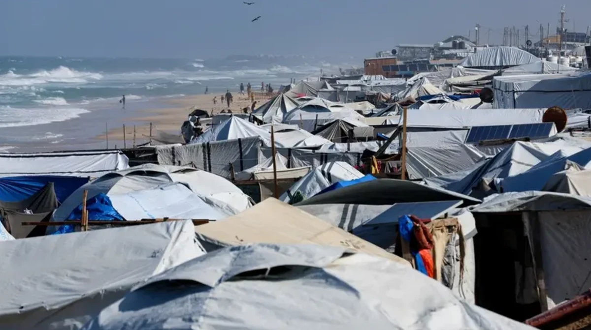 A view of tents used by displaced Palestinians, amid a ceasefire between Israel and Hamas, in Khan Younis, southern Gaza Strip, on November 15, 2025. (Reuters/File Photo)