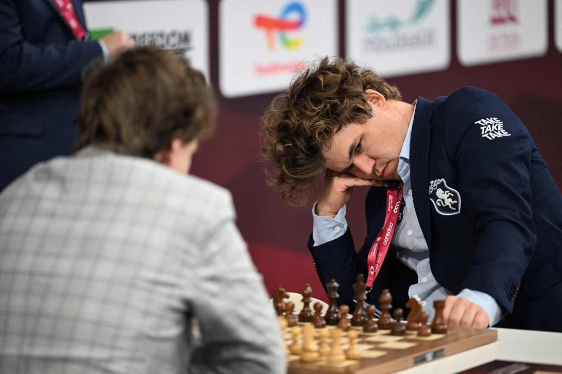 Carlsen, world champion between 2013 and 2023, had a frustrating second day at the championships in Doha on Saturday. (AFP)