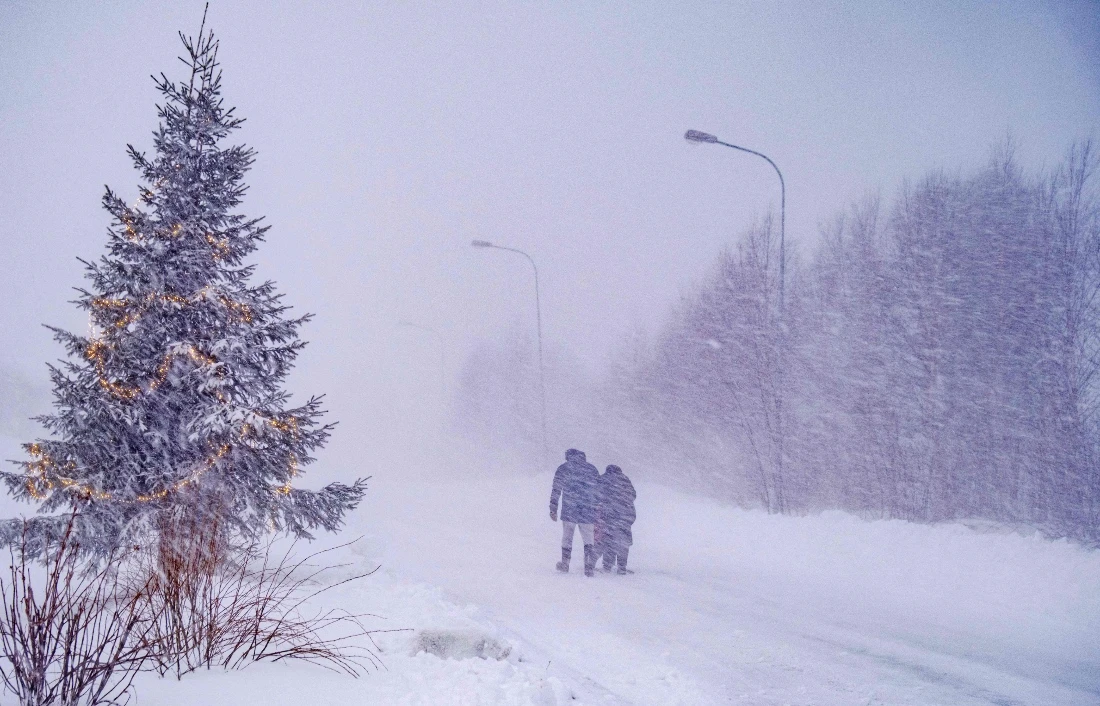 Strong winds hits Vasterbotten and the northern mountain areas at Hemavan in Sweden. (AFP)
