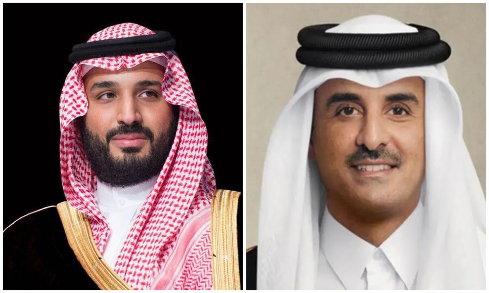 Crown Prince Mohammed bin Salman spoke on the phone on Thursday with Sheikh Tamim bin Hamad Al-Thani, Emir of Qatar. (SPA)