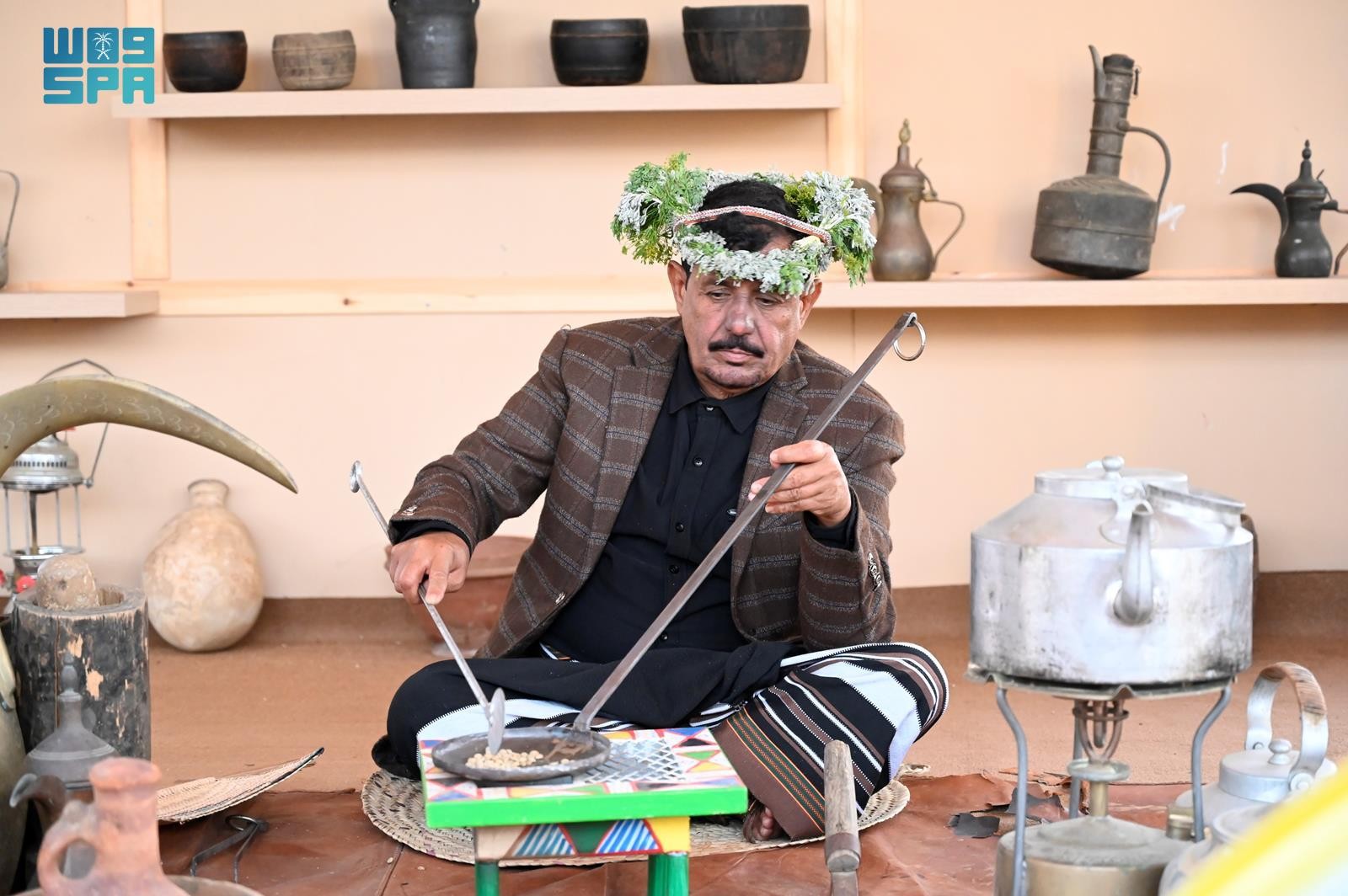 The pavilion showcases green and roasted coffee beans, highlighting the agricultural diversity of southern Saudi Arabia. (SPA)