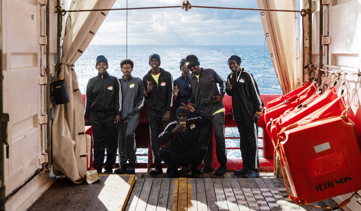 More than 30 migrants were rescued on Thursday by crew members of rescue ship ‘Ocean Viking’ operated by the NGO SOS Mediterranee. They had been stranded in the joint search zone between Malta and Tunisia. (AFP)