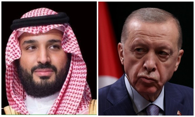 Saudi Arabia’s Crown Prince Mohammed bin Salman received a phone call from Turkish President Recep Tayyip Erdogan on Sunday. (SPA/AFP/File Photo)