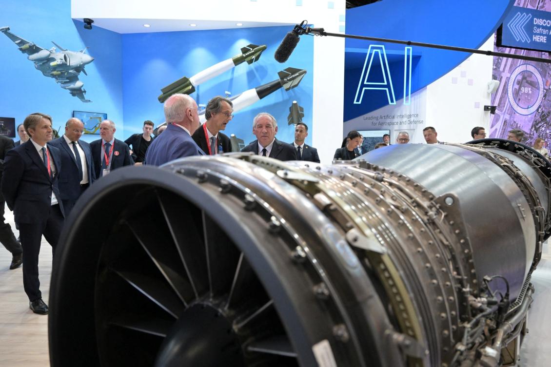 Stand of French multinational aerospace, defence and security corporation Safran. (File/AFP)