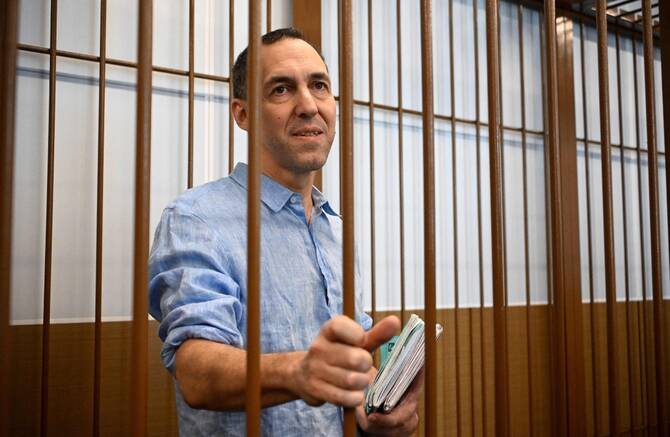 Laurent Vinatier, a French researcher serving a three-year prison sentence in Russia for violating Moscow’s foreign agent laws, has been freed as part of a prisoner exchange, French and Russian officials said on Thursday. (AFP/File)