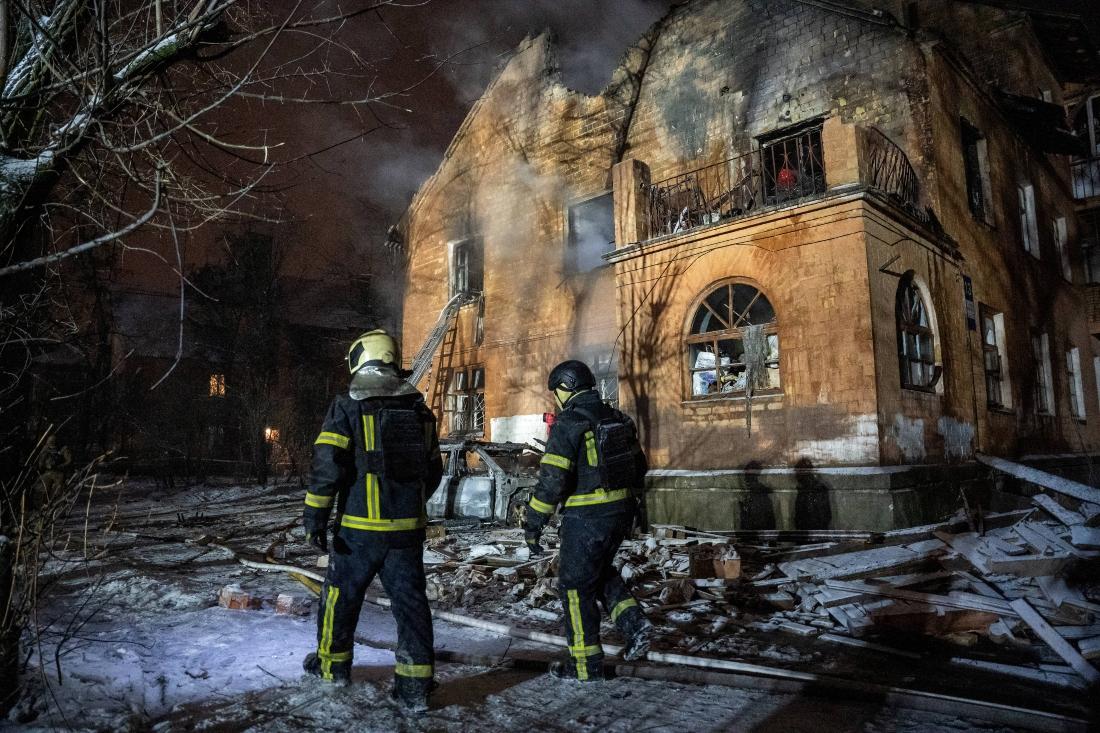 Russia launched drone and missile attacks in Kyiv early on Jan. 9, 2026. (AFP)