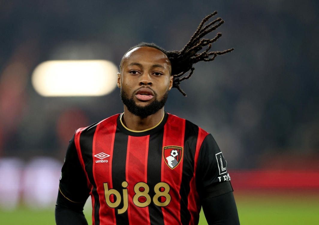 AFC Bournemouth’s Antoine Semenyo before their Premier League match against Tottenham Hotspur — Vitality Stadium, Bournemouth, Britain — Jan. 7, 2026. (Reuters)