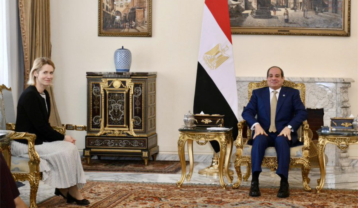 Egyptian President Abdel Fattah El-Sisi receives EU foreign policy chief Kaja Kallas in Cairo on Saturday. (X photo)