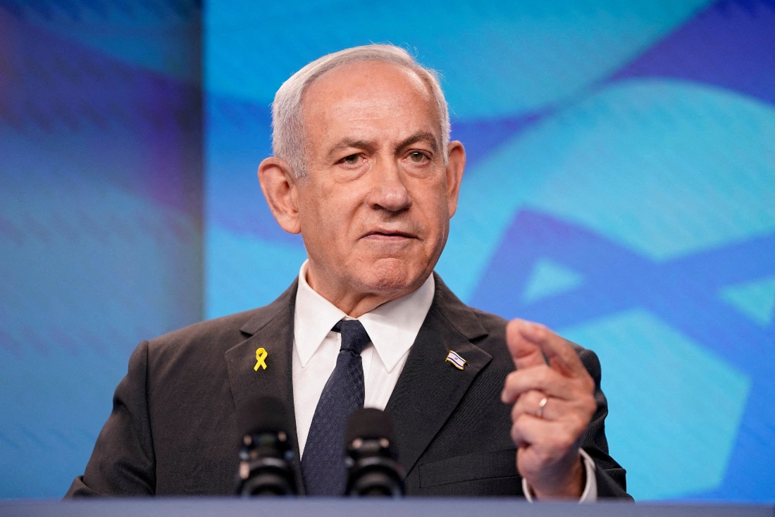 Israeli Prime Minister Benjamin Netanyahu gestures during a joint press conference in Jerusalem. (Reuters)