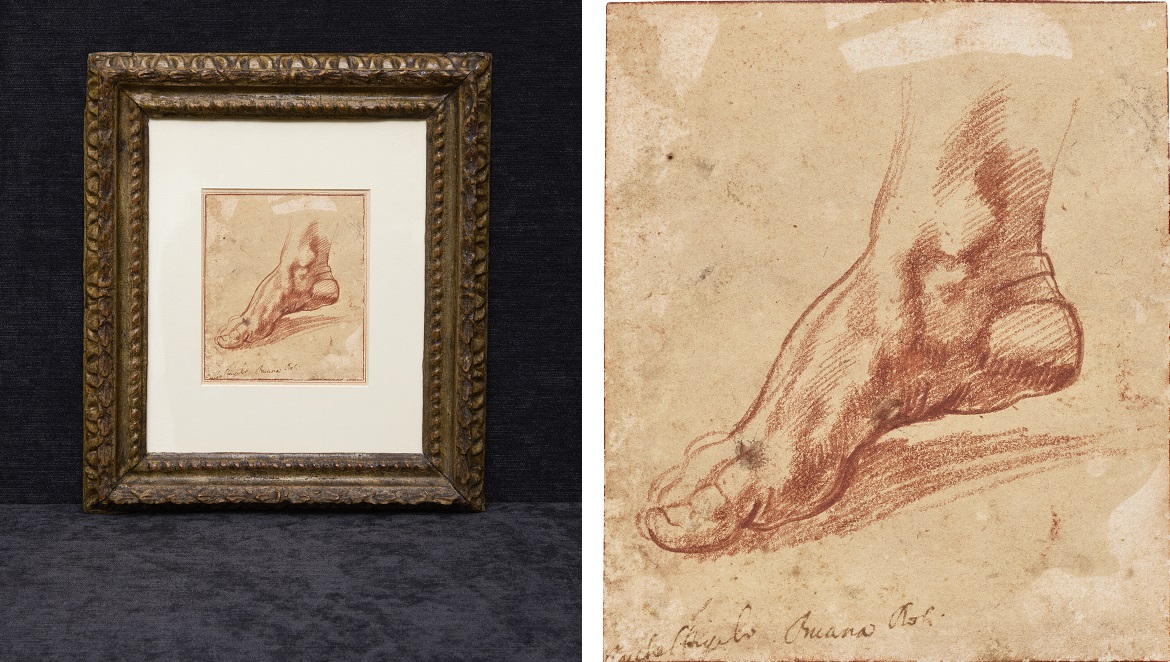 The sketch is of the right foot of the Libyan Sibyl, whose final form is at the far east end of the Sistine Chapel ceiling. (Supplied)
