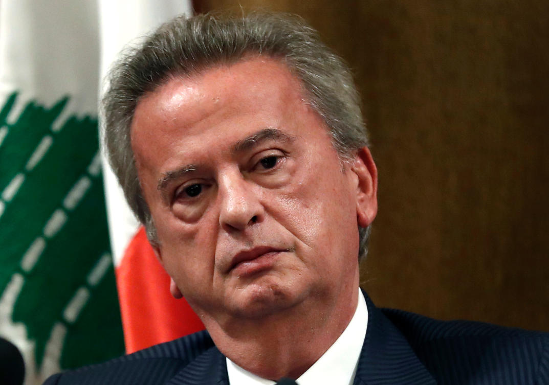 Then Lebanon's Central Bank governor Riad Salameh listens to a journalist's question during a press conference, in Beirut, Lebanon, Nov. 11, 2019. (AP)