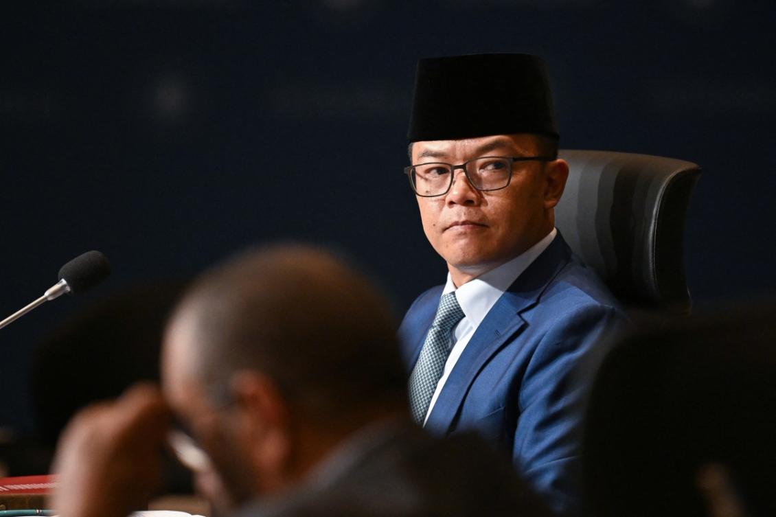 Indonesia's Foreign Minister Sugiono attends a meeting with foreign ministers from Muslim countries to discuss the Gaza peace plan, in Istanbul on November 3, 2025. (AFP)