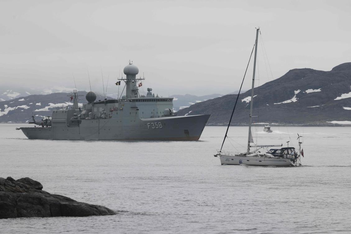 The Danish fleet's frigate Triton is pictured in Nuuk, Greenland, on June 15, 2025. (AFP)