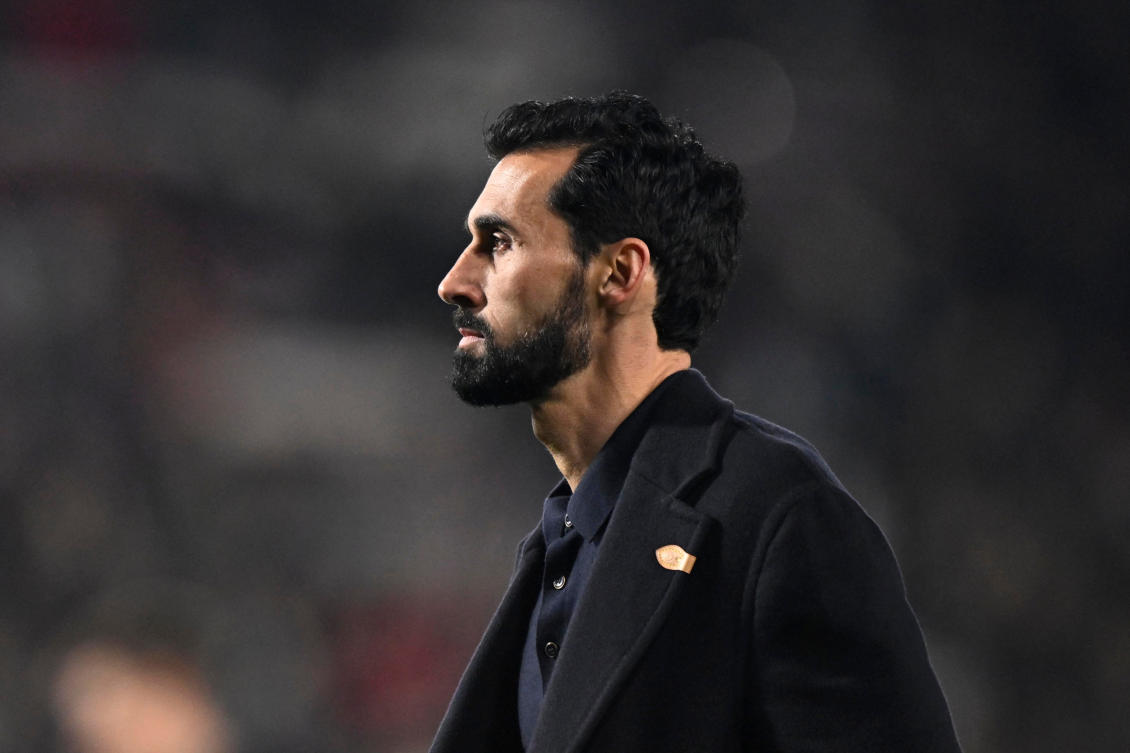 Real Madrid coach Alvaro Arbeloa looks dejected after their Copa del Rey — Round of 16 — match against Albacete at Estadio Carlos Belmonte, Albacete, Spain — Jan. 14, 2026. (Reuters)