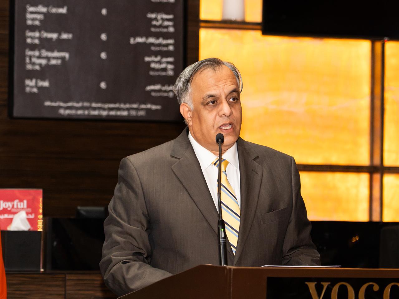 Indian ambassador Suhel Ajaz Khan speaking at tourism event in Riyadh. (Supplied)