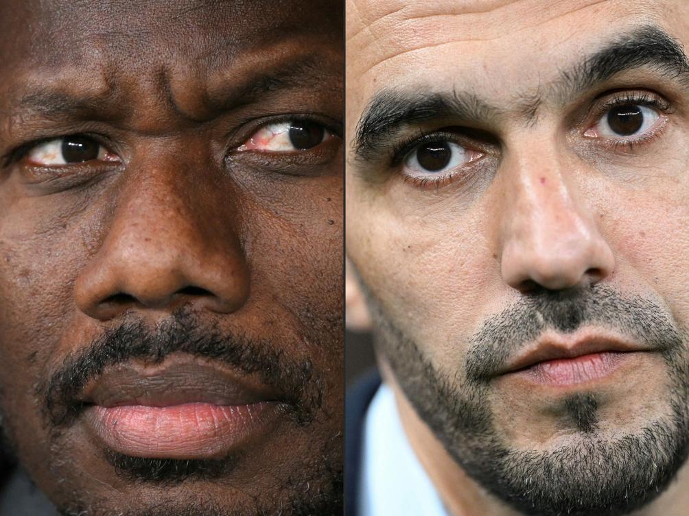 This combination of pictures created on Jan. 16, 2026 shows Senegal’s head coach Pape Thiaw and Morocco’s head coach Walid Regragui. (AFP)