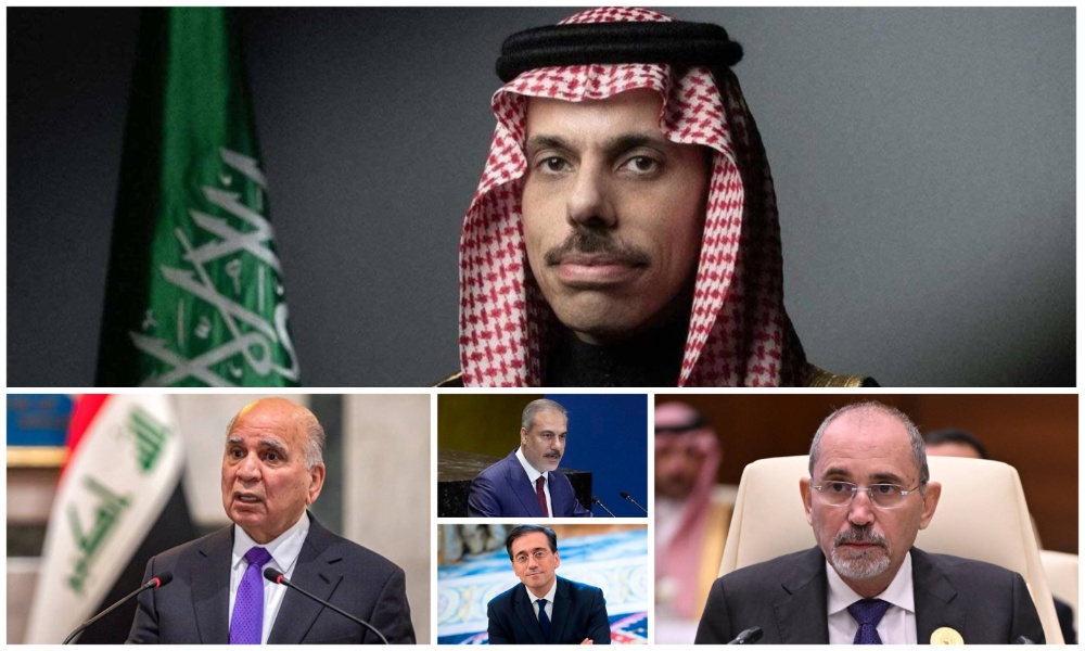 Saudi Arabia’s Foreign Minister Prince Faisal bin Farhan held separate telephone calls on Saturday with his counterparts from Iraq, Jordan, Turkiye and Spain. (SPA/AFP/Reuters/File Photos)