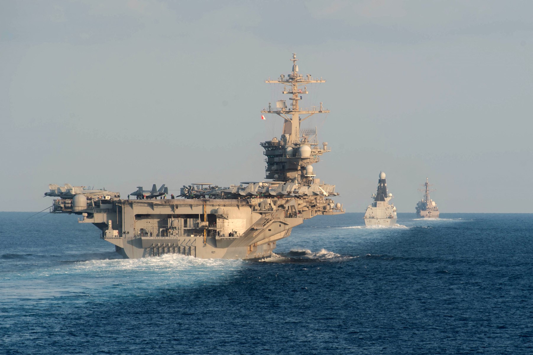 The US is continuing to weigh its options toward Iran as the aircraft carrier USS Abraham Lincoln heads toward the Middle East, amid heightened tensions and widespread protests across the Islamic Republic. (AFP/File Photo)